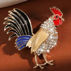Sisi Chicken Rooster Crystal Brooch